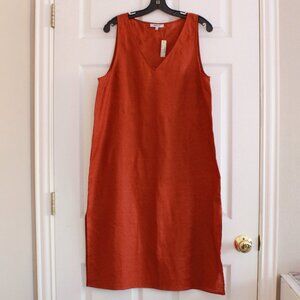 Madewell Rust Linen Blend Midi Dress, LP